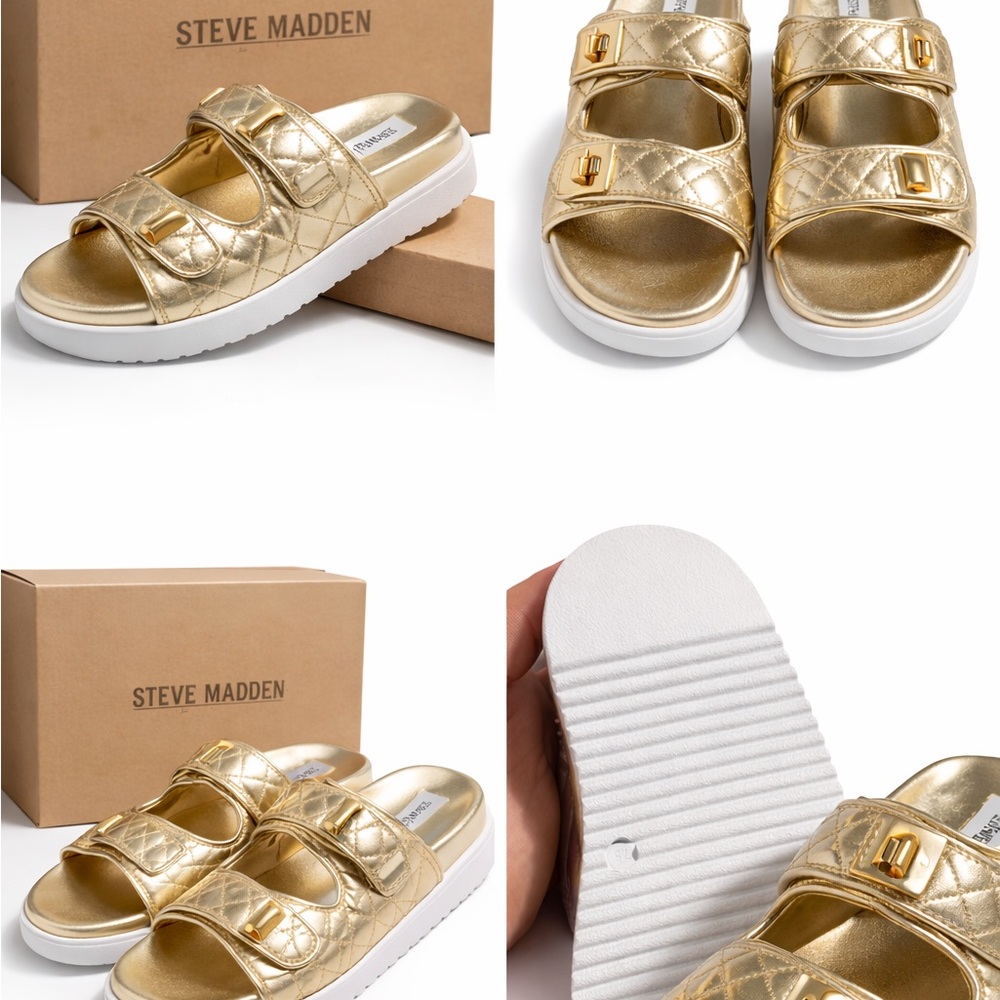 Steve Madden Gold Quilted Sandals